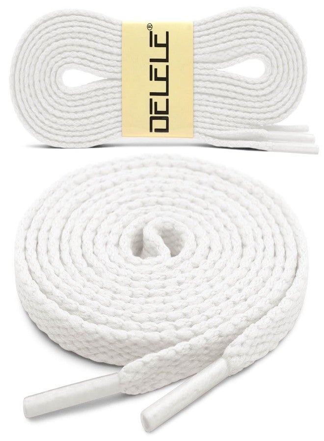 DELELE Flat Shoe Laces for Sneakers: 63 inch White 6/25 inch Narrow Athletic Shoelaces 2 Pair - Image 2
